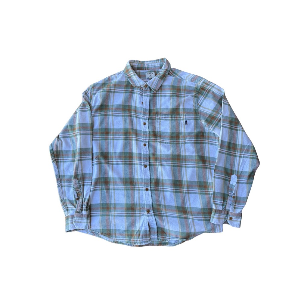 Hurley Portland Plaid Flannel Shirt Men's XL Green Long Sleeve Button Up